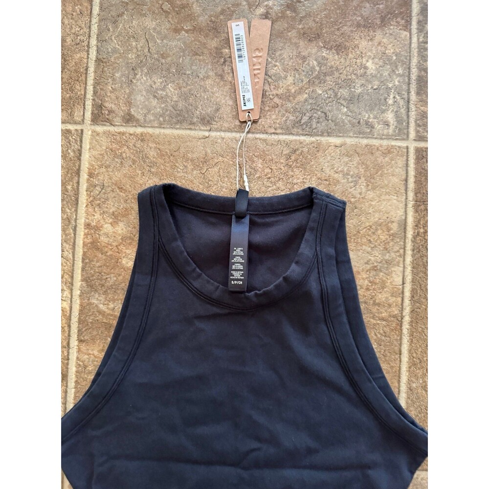 Skims Cotton Jersey High Neck Tank Soot Size Small - Picture 5 of 10